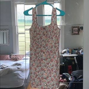 FLORAL BUTTON UP DENIM DRESS